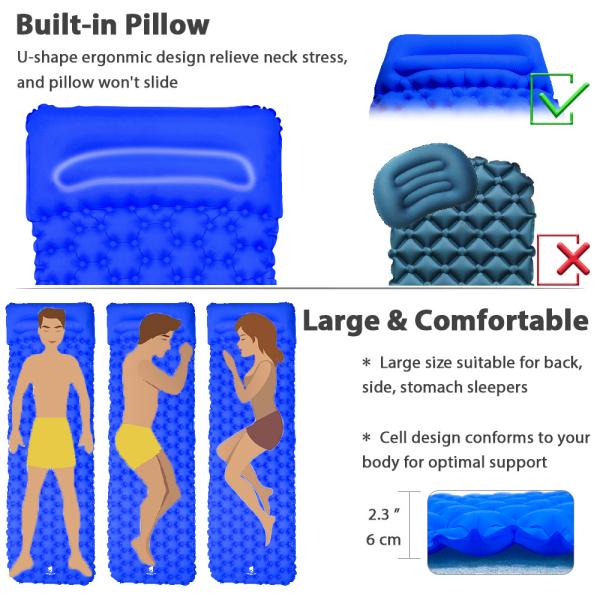 Air Mattress 40D Nylon Inflatable Sleeping Pad