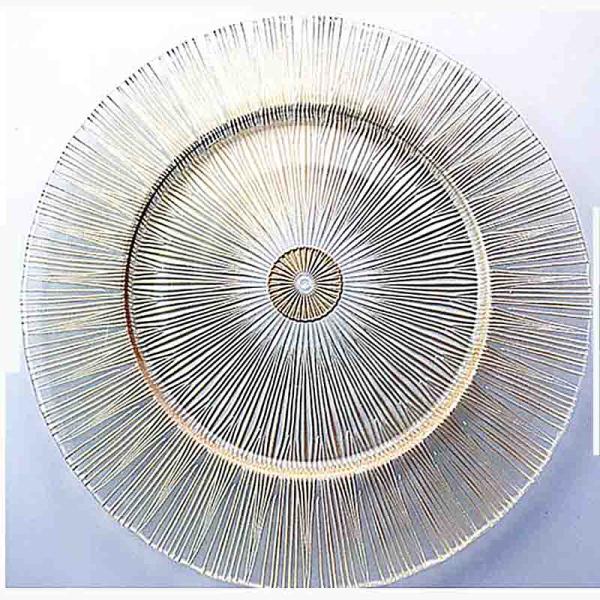 Gold Rim Mirror Charger Plate For Wedding Event Diamond Rhinestones 15 Inch