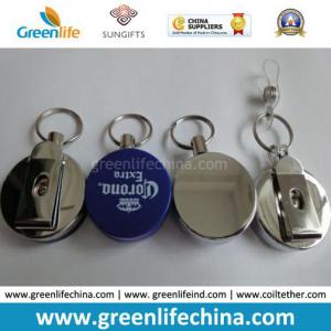 China Metal Round ID Badge Reel with Belt Clip&Key Ring on sale