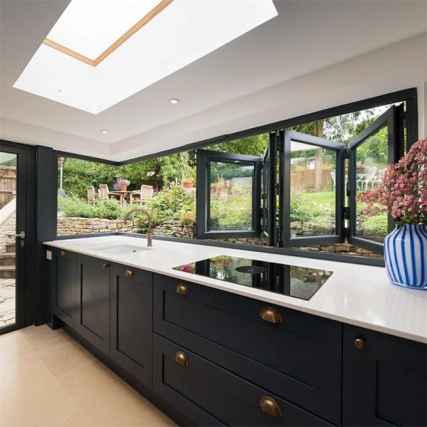 Aluminum Louver Curtain Type Folding Windows With Heat Insulation Coefficient ≤2.1