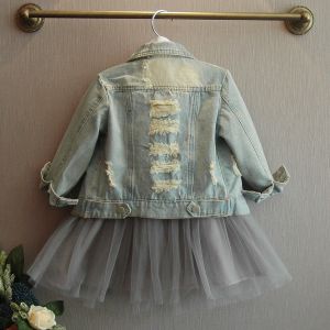 Spring 80CM 31.5in Childrens Jean Personalised Denim Jacket With Frosted Hole
