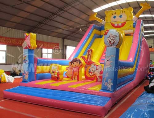 Spongbob Commercial Inflatable Dry Slide For Large Playgrounds 10x5x7m