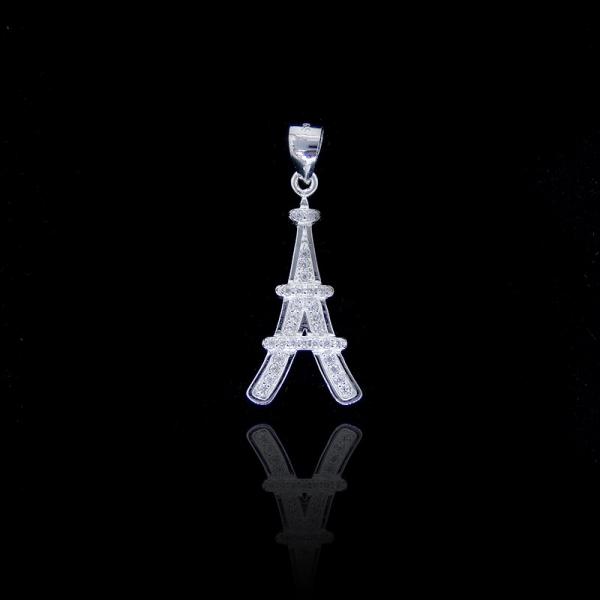 Quality Sample AAA Silver Cubic Zirconia Pendant Jewelry With Eiffel Tower for sale