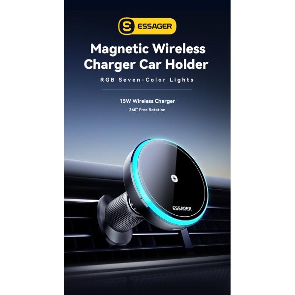 Magnetic 15W Wireless Charging Air Vent Car Mount Phone Holder ESSAGER T1