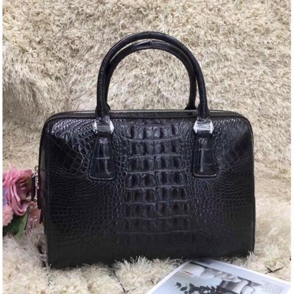 Genuine Real Alligator Skin Women Boston Purse Lady Handbag Exotic Authentic Crocodile Leather Female Cross Shoulder Bag
