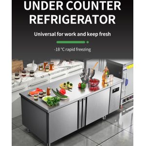 Stainless Steel Undercounter Refrigerator Prep Table with Customizable Plug