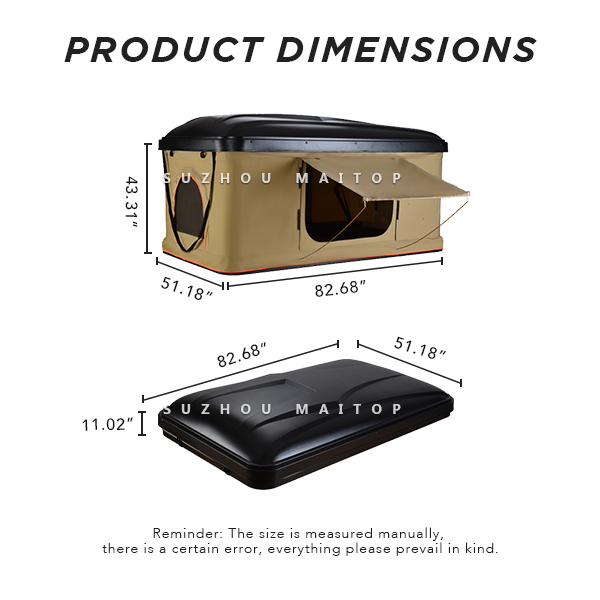 ABS Hard Shell Pop Up Car Tent Rectangular Rooftop Camping Tent For Truck Suv