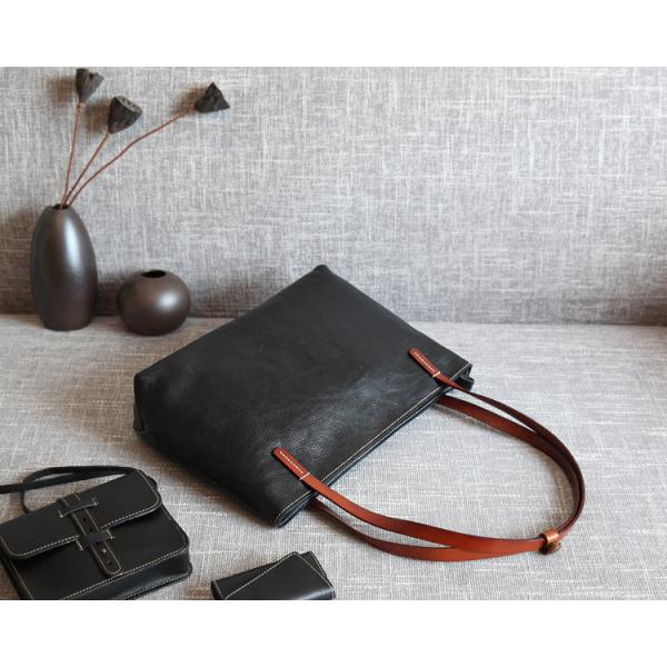 LH-63-5 Red Leather Tote Bag Panelled Womens Leather Handbags