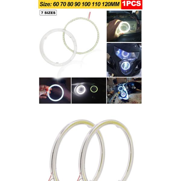 Motorcycle DRL LED Car Ambient Lights Fog Lamp COB 60mm 70mm 80mm 90mm 100mm 110mm