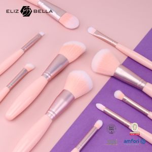 Ergonomic 10pcs Mini Travel Makeup Brush Set Plastic Handle