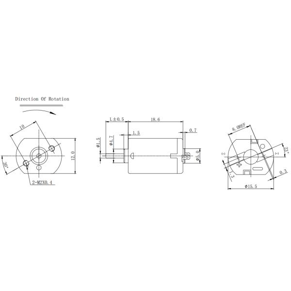 FF-030PK 12mm*15.5mm High RPM Small Variable Speed Electric Motor Dimension