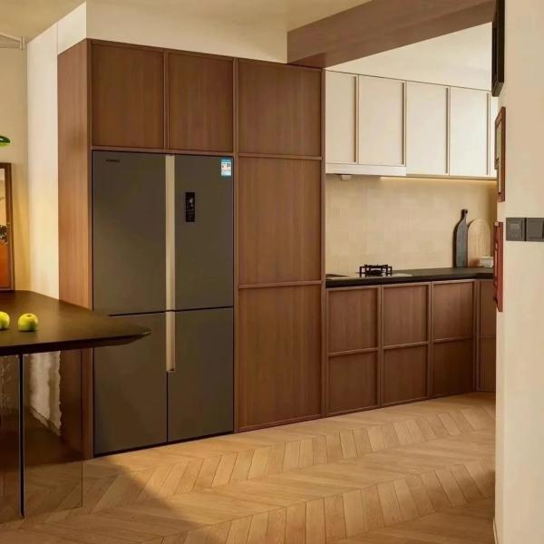 Antique Frame-line Door Panel Solid Wood Veneer Kitchen Cabinet For Project Builder