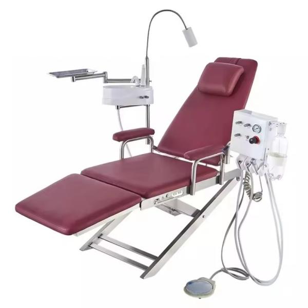 Folding Portable Dental Chair Unit with Stainless Steel Spittoon Instrument Tray and Movable Light Folding Dental Chair