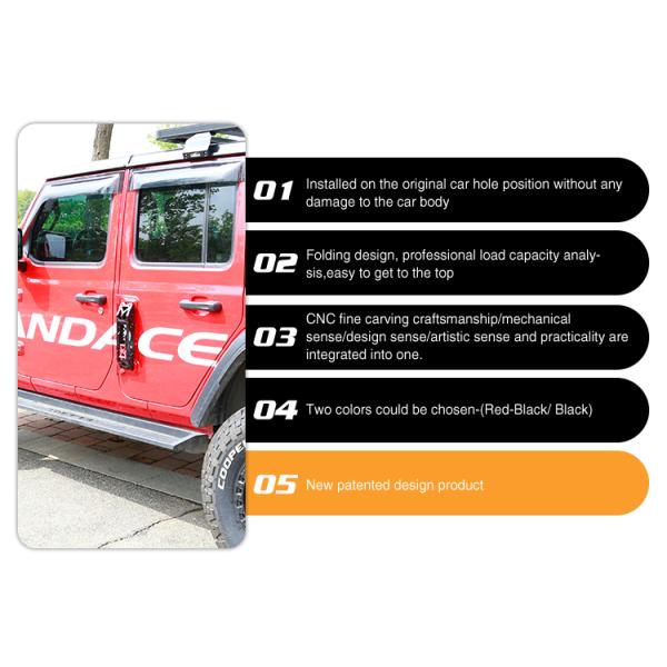 Off Road Aluminium Alloy Side Door Hinge Foldable Step Foot Pedal for Jeep Wrangler