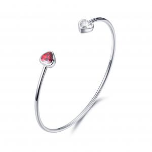 Cheap 4.30g Personalised Sterling Silver Bangle For Ladies 6.0mm Red Heart wholesale