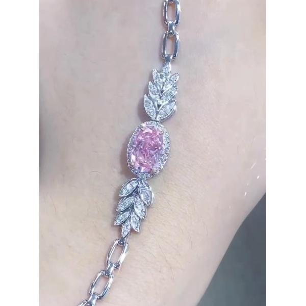 Oval Cut Synthetic Diamond Tennis Bracelet 2.72ct Pink Diamond Bracelet Oval Shape
