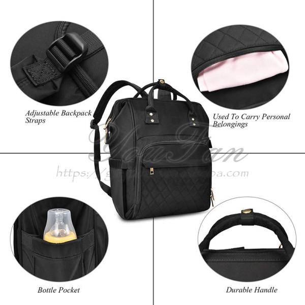 Waterproof Travel Bag Baby Backpack Large Diaper Bag Black