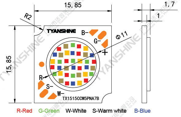 Smart Lighting RGBW LED 40Watt COB LED LES11mm 21V COB RGB+Tunable White