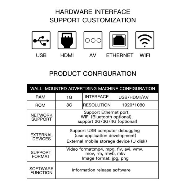 indoor lcd screen resolution 1920*1080 android network version wall mounted digital signage