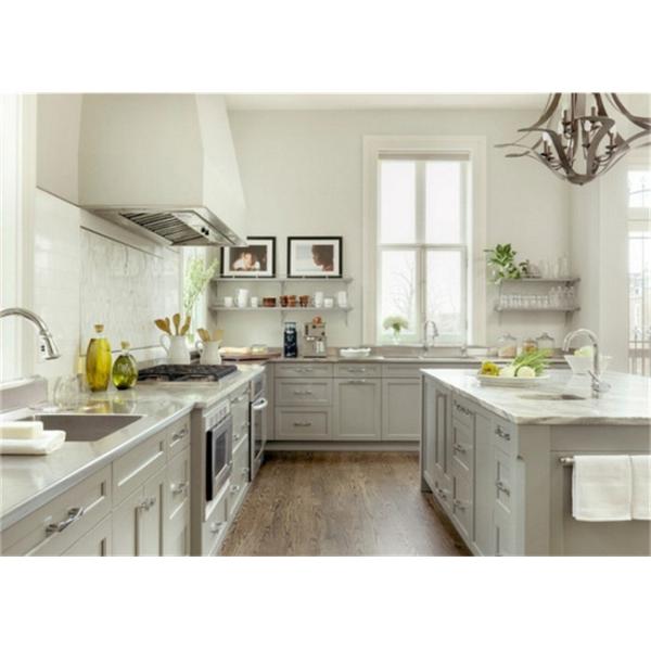 Red / Black Solid Wood Kitchen Cabinets With American Standard Sink And Faucet