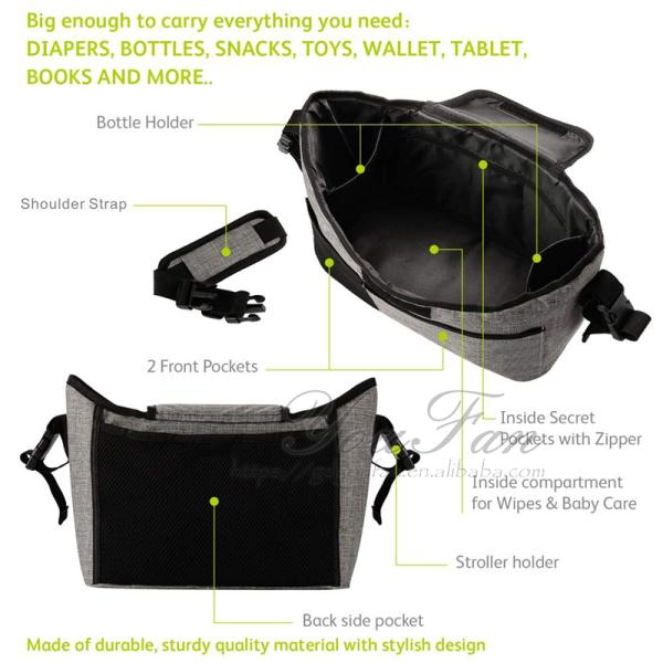 Extra-Large Baby Stroller Organizer Deep Cup Holder