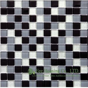 Cheap 300mm*300mm Glass Crystal Mosaic Tile for Kitchen/Bathroom wall, Mixed Dark Color wholesale