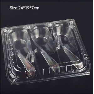 Customized disposable transparent 4 cells avocado vacuum formed clamshell