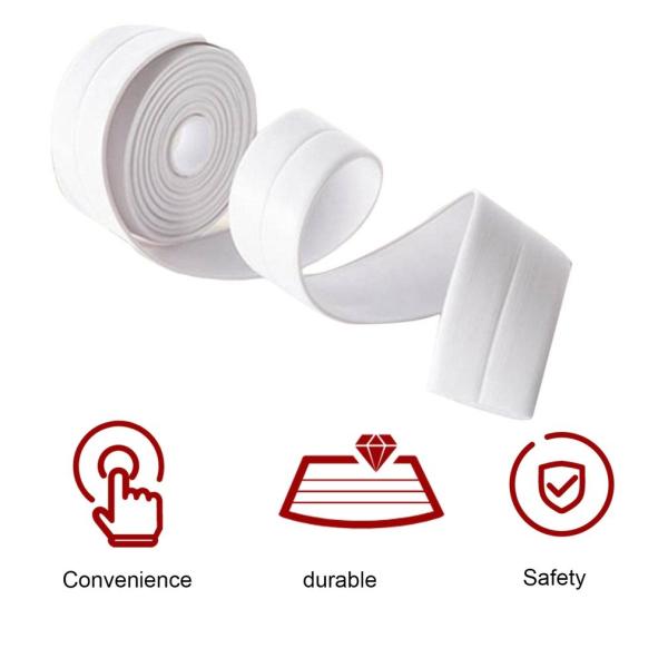 White Mildewproof Wall Caulk Tub Surround Sealer Trim Waterproof Mold Proof Self Adhesive Tape