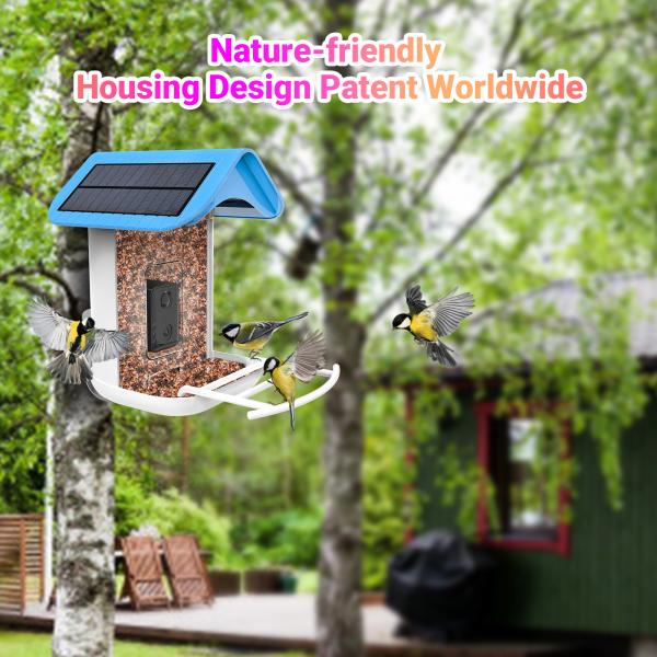 House Standing Solar Powered Smart Bird Feeder with Trail Camera