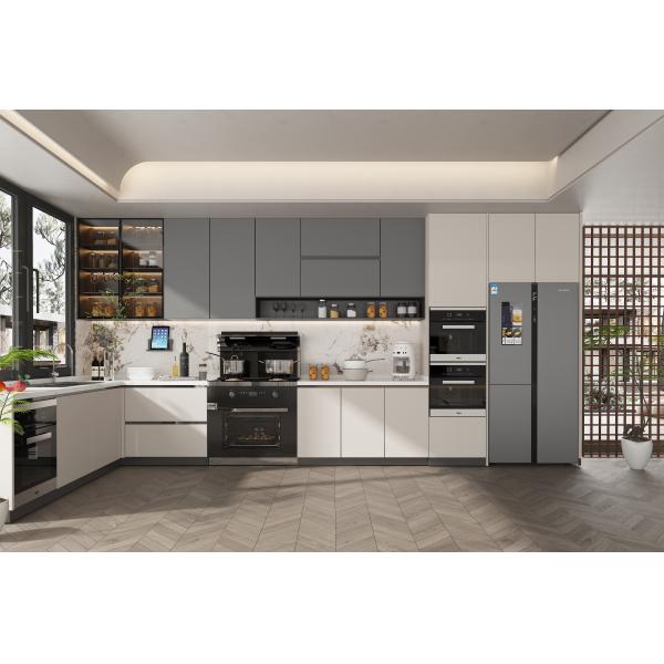 Luxury Modern Kitchen Cabinet Marble Countertop MDF Waterproof Villa Hinge