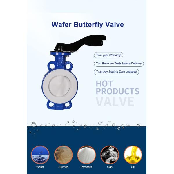 Wafer Style PTFE Lined Butterfly Valve Ggg40 Ptfe Lined DN80 PN10 Butterfly Valve With Soft Backrest
