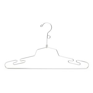 China Notched Shoulders Chrome Wire Hangers , Stainless Steel Clothes Hanger on sale