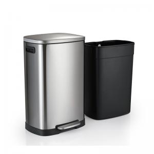 Cheap Rectangular 30L 410 Stainless Steel Recycle Waste Bin wholesale