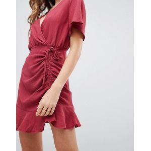custom make short sleeve plain red girls mini dress