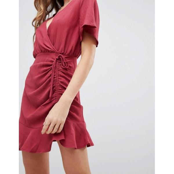 custom make short sleeve plain red girls mini dress