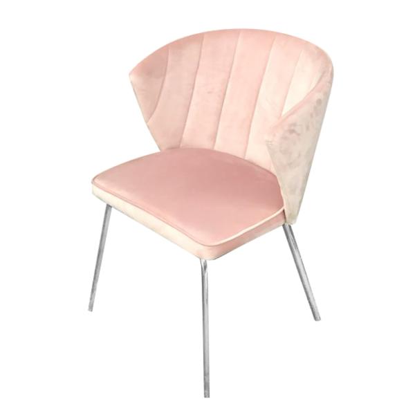 Pink 790mm Modern Leisure Chair With Chrome Metal Steel Leg