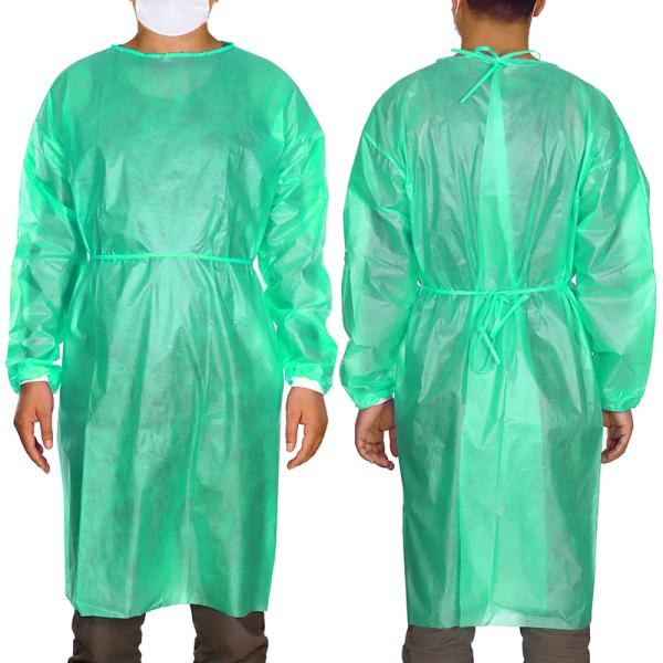 Non Woven PP PE Coated Yellow Disposable Isolation Gown Surgical For Hospital