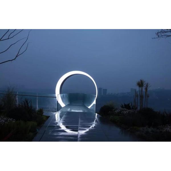 Circle Moon Gate Outdoor Garden Sculptures Polished Stainless steel Customized