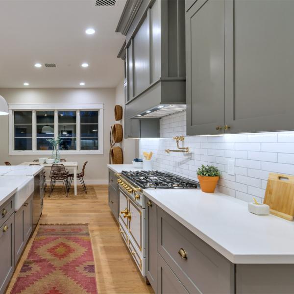 Matte Gray Lacquer Modular Kitchen Cabinets With Island American Shaker Style