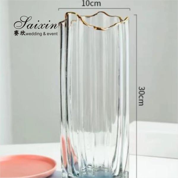 Wholesale Brilliant Gold Rim Glass Vase For Table Home Decoration Creative Wedding Party