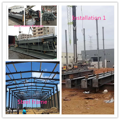 Q345B Material Garage Steel Frame , Industrial Garage With Colored Steel Cladding