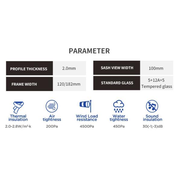 Waterproof Aluminum Framed Door Large Sliding Glass UPVC Laminated