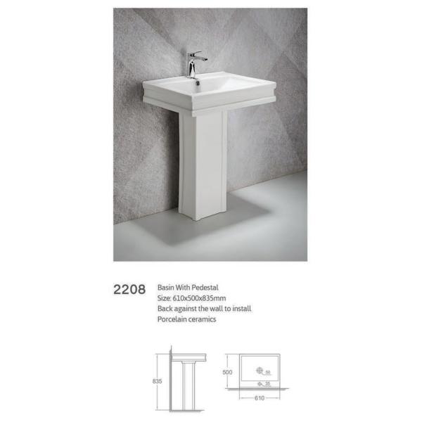 ODM Ceramic Porcelain Traditional Pedestal Sink Hand Wash Kitchen Sanitatyware Freestanding