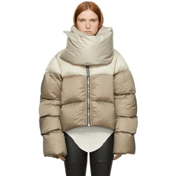 Winter New Thick Down Cotton Puffer Coat for Ladies Vintage Warm Women Clothing Scarf Design Bubble Jacket