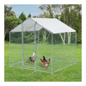 Cheap Chicken Run Walk In Pet Cage Chicken Coop 10 Sizes Galvanised Metal Walk in Chicken Cage with White Color PE Cover wholesale