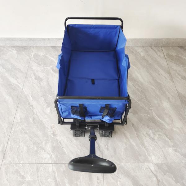Outdoor Camping Folding Beach Wagon With Band Brake PU Wide Wheels