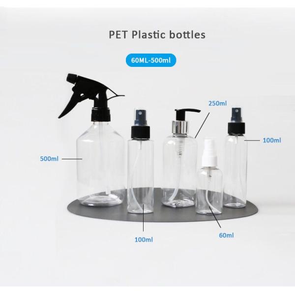 PET plastic spray bottle 100ML cosmetic spray packaging container with sprayer pump