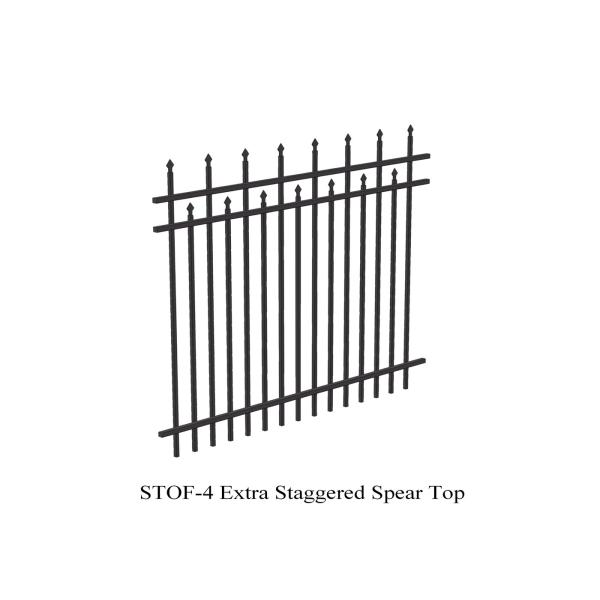 Extra Staggered Crimped Top Spear Garrison Fence panels 3 rails 2.1m x 2.4m stain interpon powder