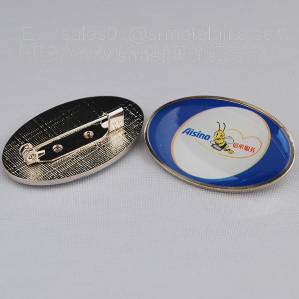 Offset print metal lapel pin with epoxy