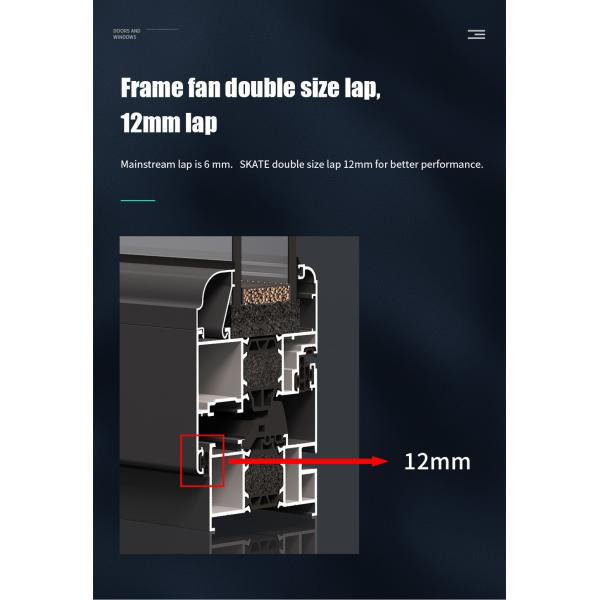 Waterproof SKATE large scale aluminium sliding door with wide frame and double glazed